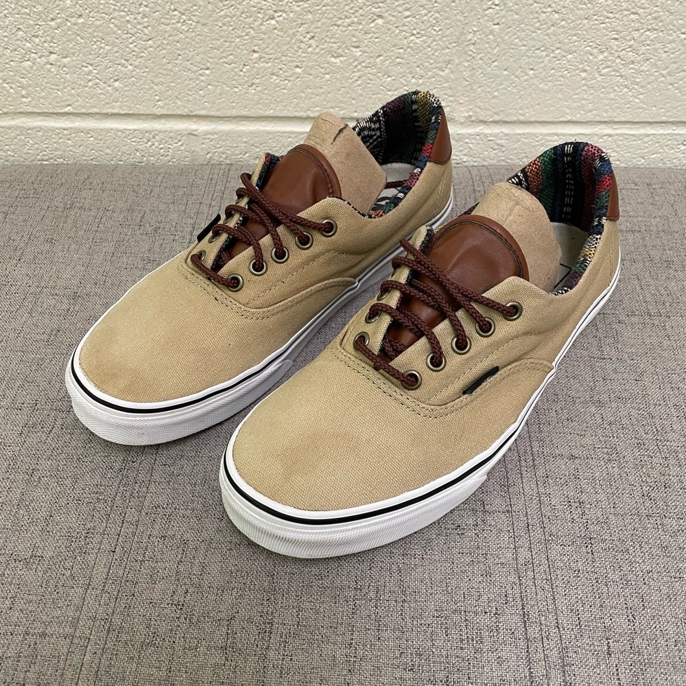 VANS Canvas Shoes M 10 W 11.5 Tan Skater TB4R Coogie Style/ Aztec print